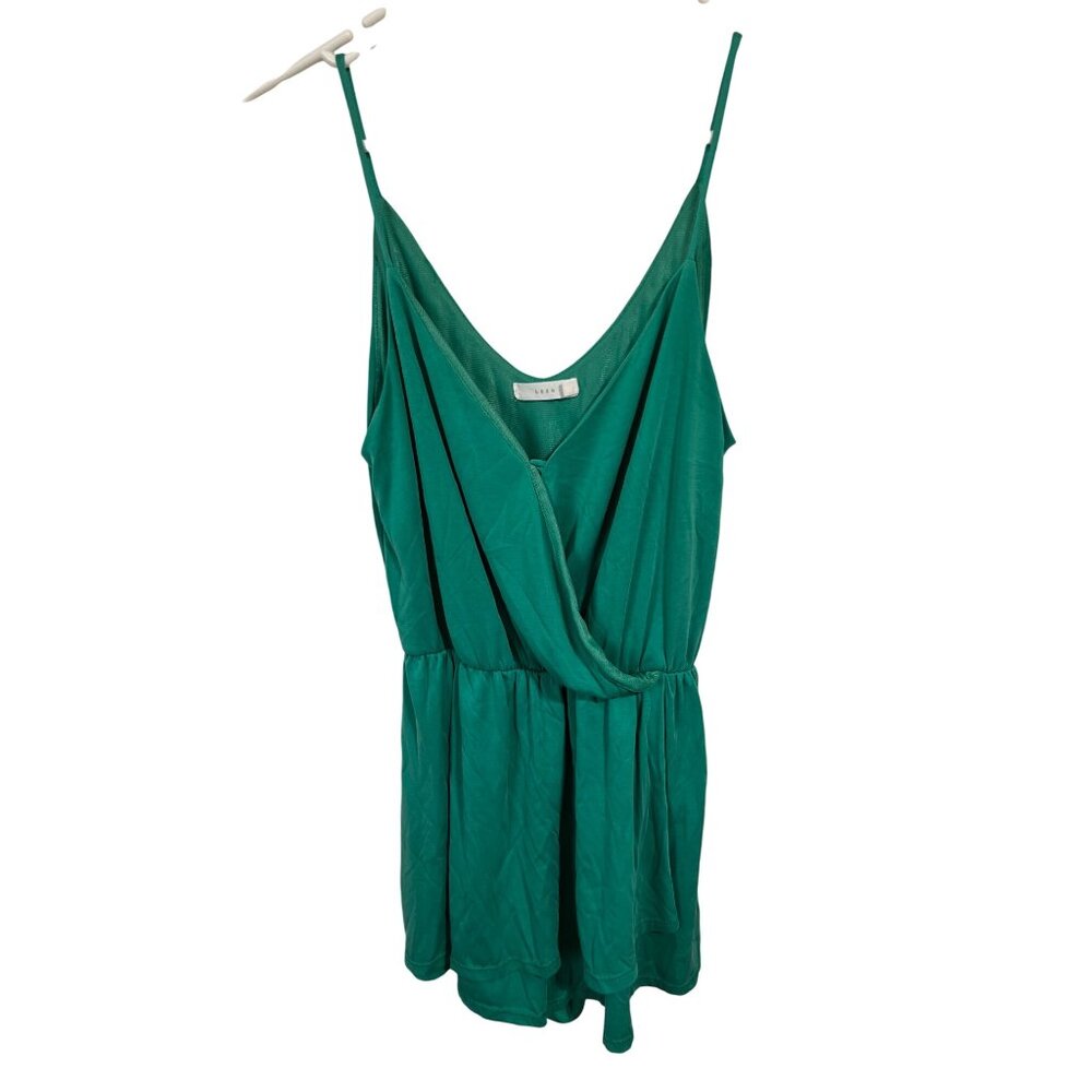 Lush Green Sleeveless Romper With V-Neck & Spaghetti Straps Size S